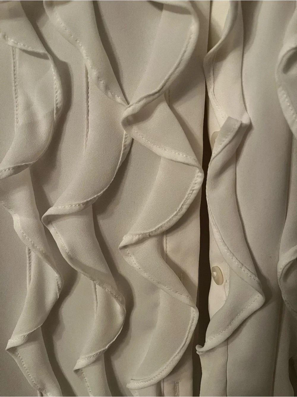 Chico's Cream Ruffle Front Button-Down Blouse - Picture 4 of 4